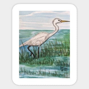 Egret in the wetlands Sticker